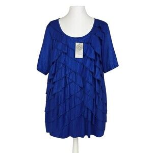 Maggie Barnes for Catherines  Blouse Ruffled Pullover Size 2XL Round Neck